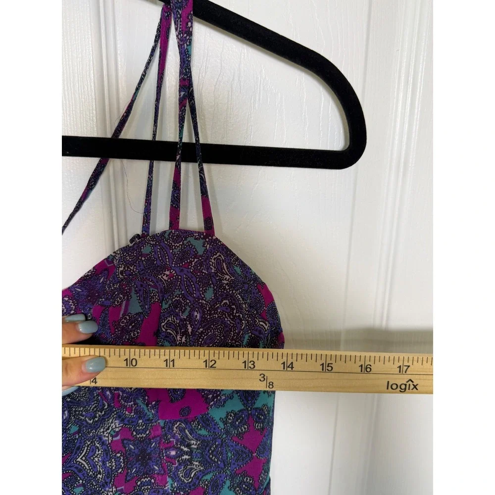 American Eagle Maxi Dress‎ Women Medium Purple Paisley Boho Smocked Back Chiffon